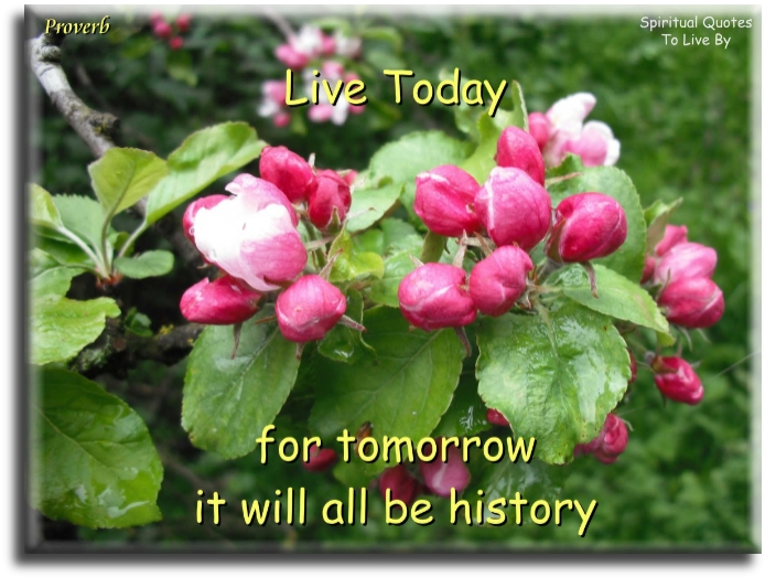 Live today, for tomorrow it will all be history - Spiritual Quotes To Live By